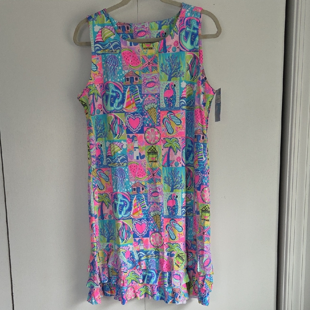 Lulu-B Vibrant Patchwork Sun Dress Beach Wear